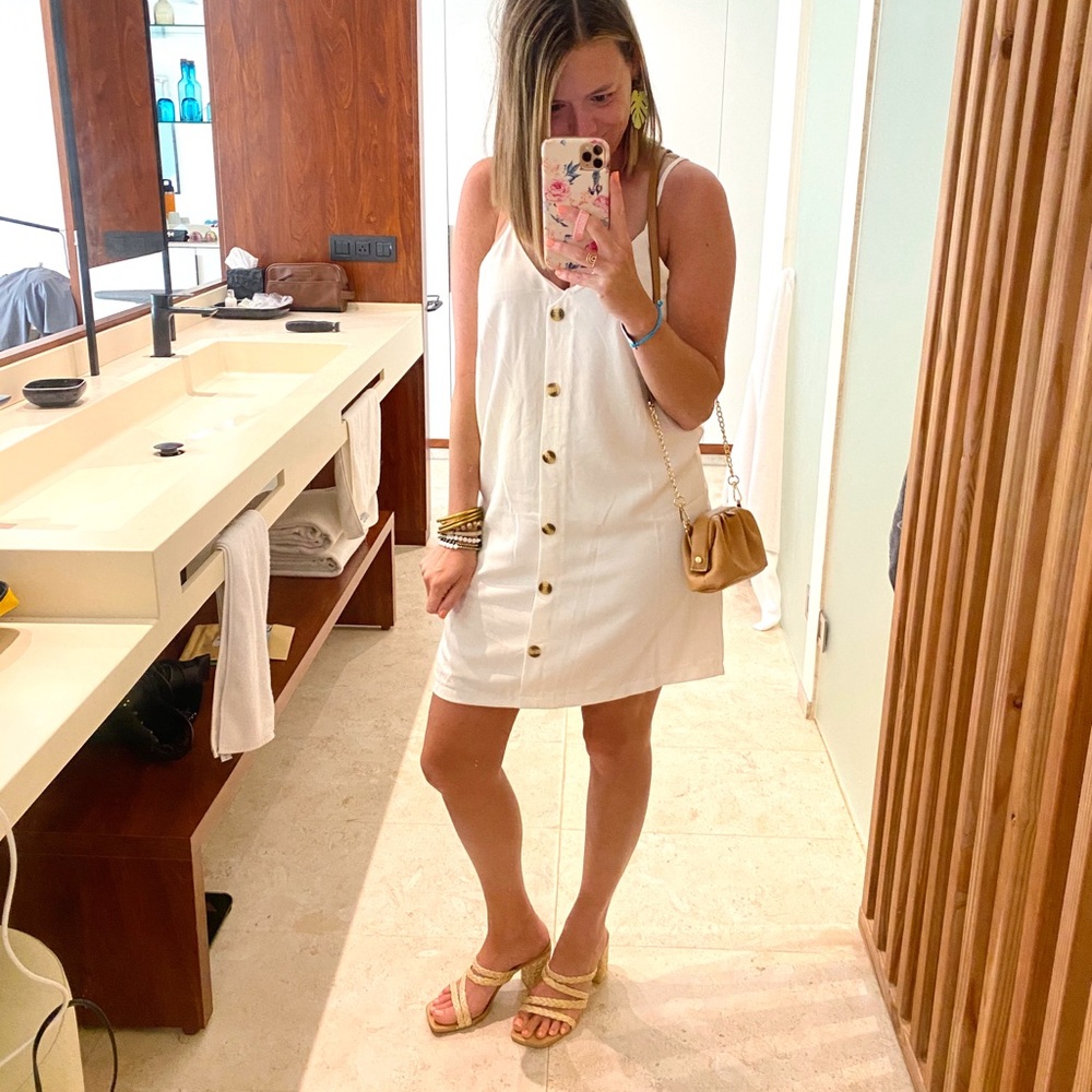 Elegant White Button-Front Slip Dress